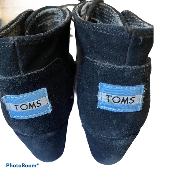 Toms wedge high heel boots black suede size 7 - Picture 8 of 11